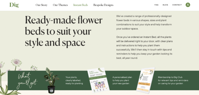 Screenshot of Instant Bed page on digclub.co.uk