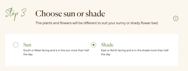 Screengrab of choose sun or shade